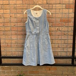 J. Crew Chambray Sleeveless A-Line Kick Pleat Dress Size 2